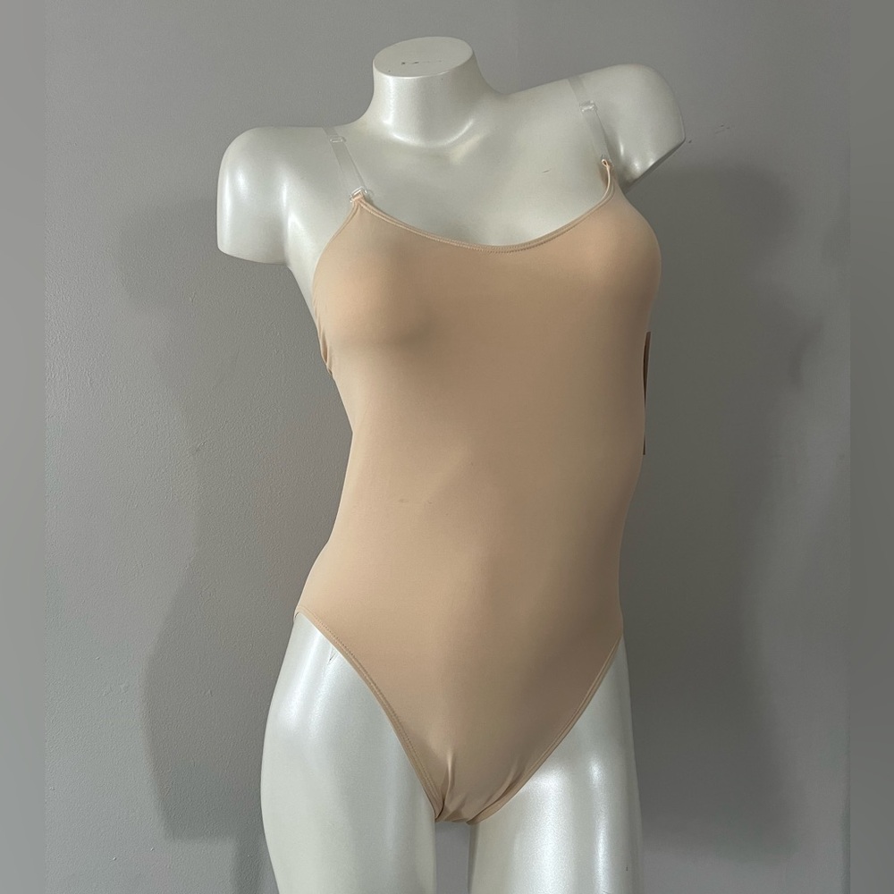 Capezio womens Camisole Leotard With Clear Transition Straps Sz L